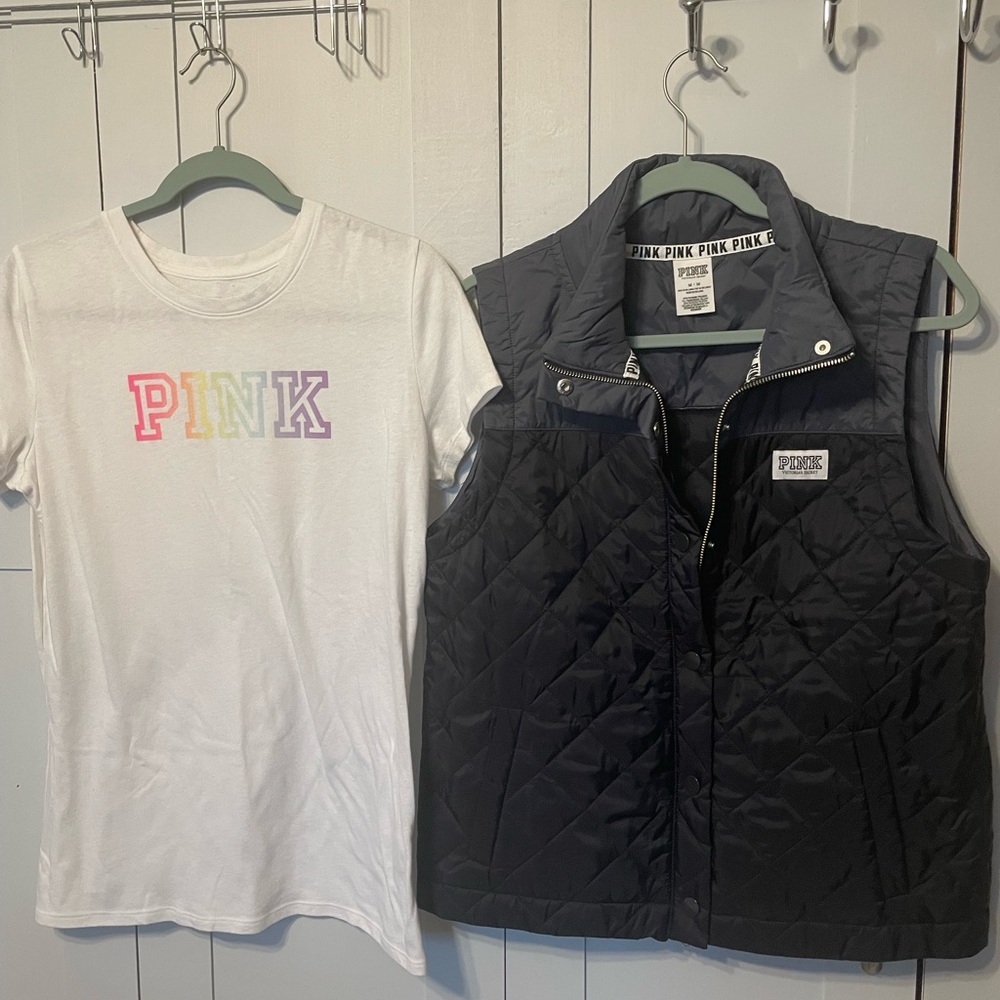 Bundle Victoria's Secret Puffer Vest & Tshirt.
